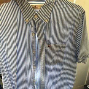 Hollister men blue shirt sleeve nice shirt medium